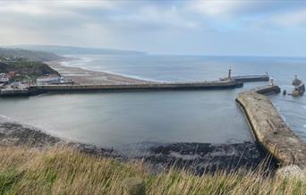 An image of Whitby from the east looking over the pier