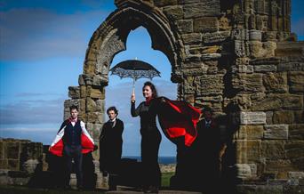 An image of vampires at Whitby Abbey