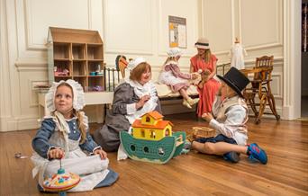 Children dressing up in one of the rooms at Sewerby Hall and Gardens in East Yorkshire.