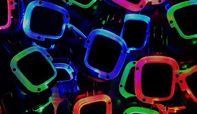 A collection of neon headsets