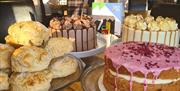 An image of cakes from the Stained Glass Centre café