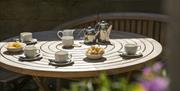 An image of some outdoor seating at Bagdale Hall, Whitby