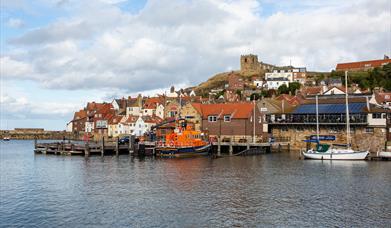 An image of a lifeboat in Whitby Harbour
